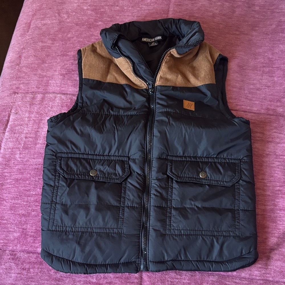 Kids' Black and Brown Puffer Vest